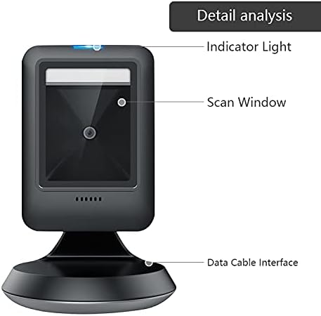 1D 2D QR Omnidirectional Hands-Free USB Barcode Scanner, Pack of 2 D1127