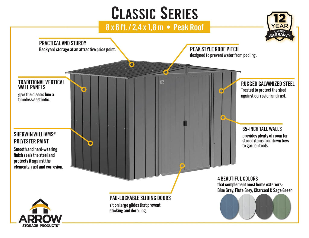 Blue Grey Steel Storage Shed R1945