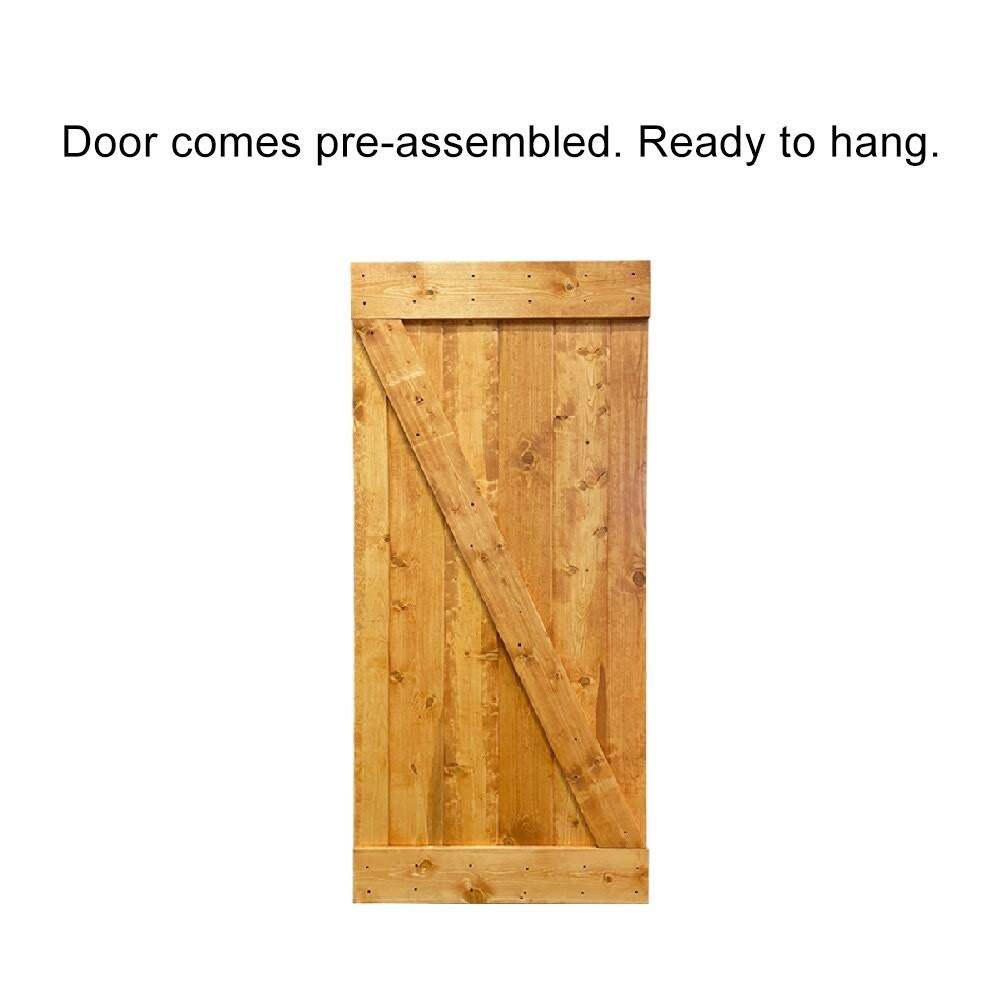 White Stained Wood Interior Sliding Barn Door with Hardware Kit U158