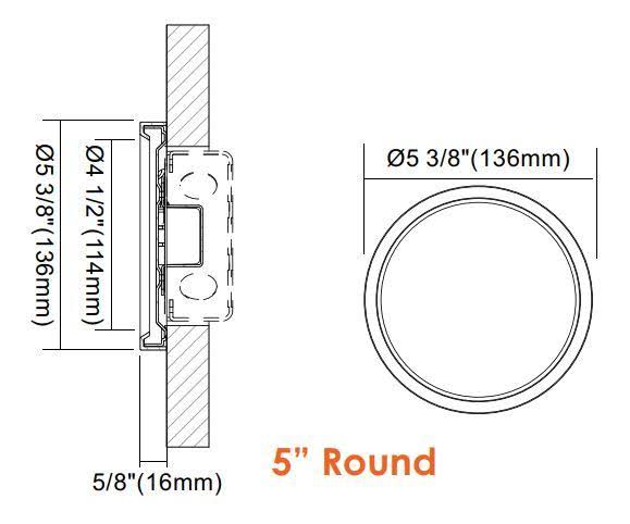 5x22 LED Slimline Round Surface Fixture 3000K 120-277V 5 Pack P161