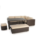 7 Seater Wicker Dining Sofa Set with Water Resistant Cushions E374