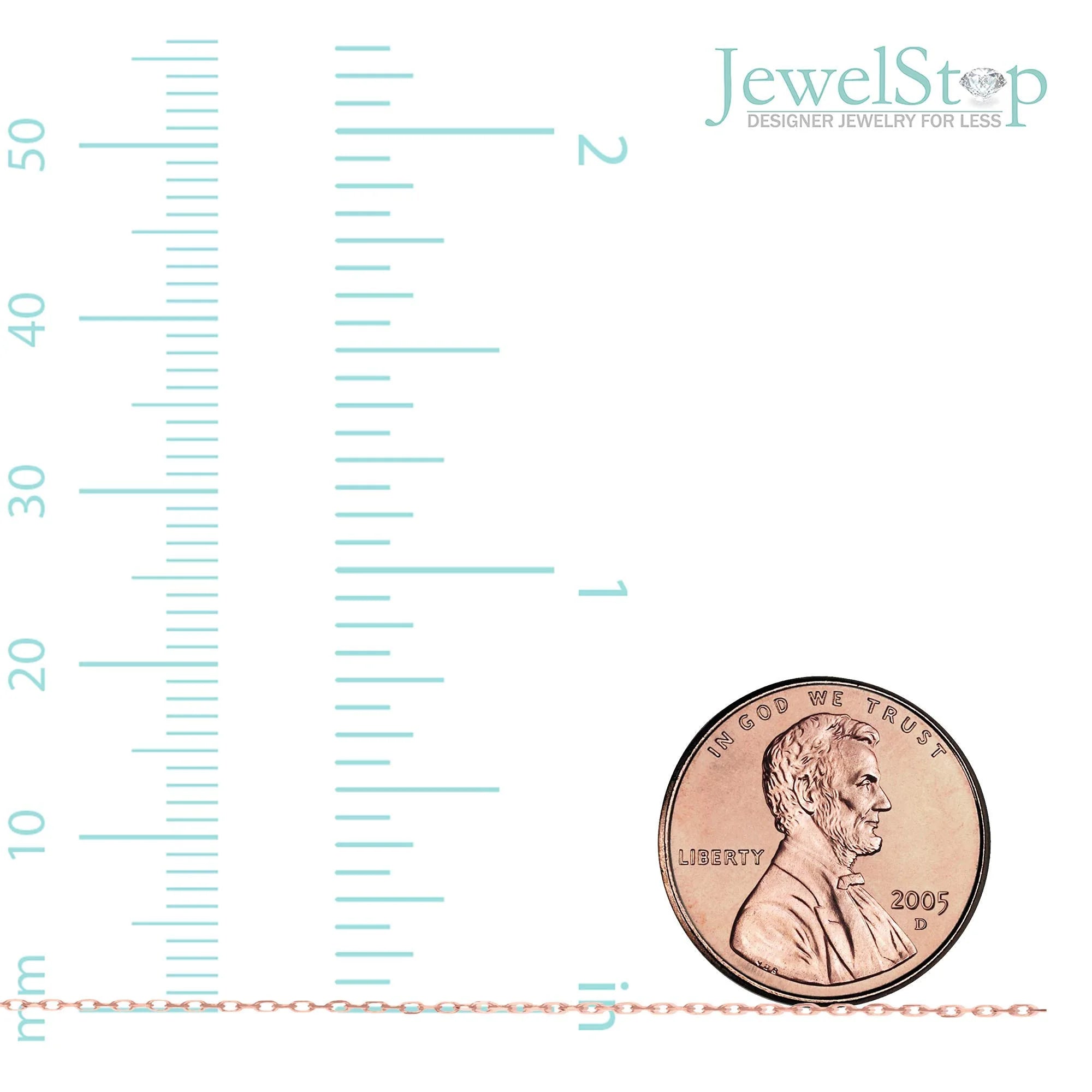 14k Solid Rose Gold 0.7 mm Round Cable Chain Necklace, Lobster Claw Clasp, 20 Inches V830354