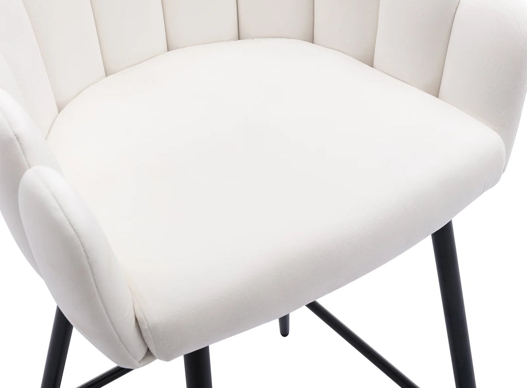 White Velvet Bar Stools Set of 2 with Metal Legs O7712