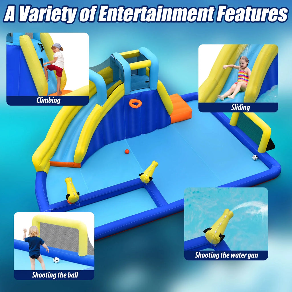 Inflatable Bounce House Water Slide Bouncer with Ball Shooting Climbing Wall V7689