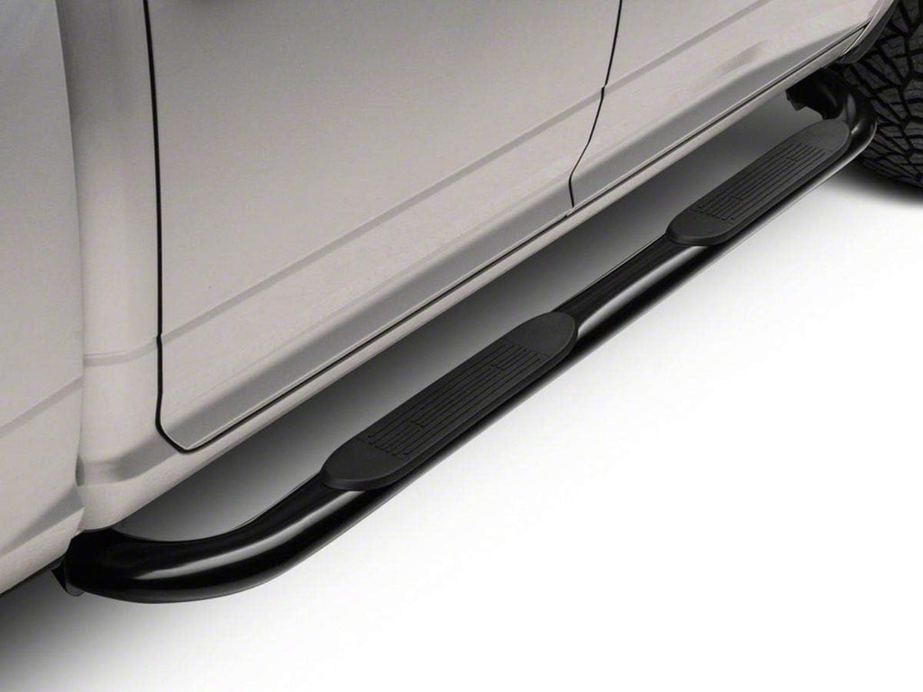 Black 4-Inch Oval Bent End Side Step Bars F7409