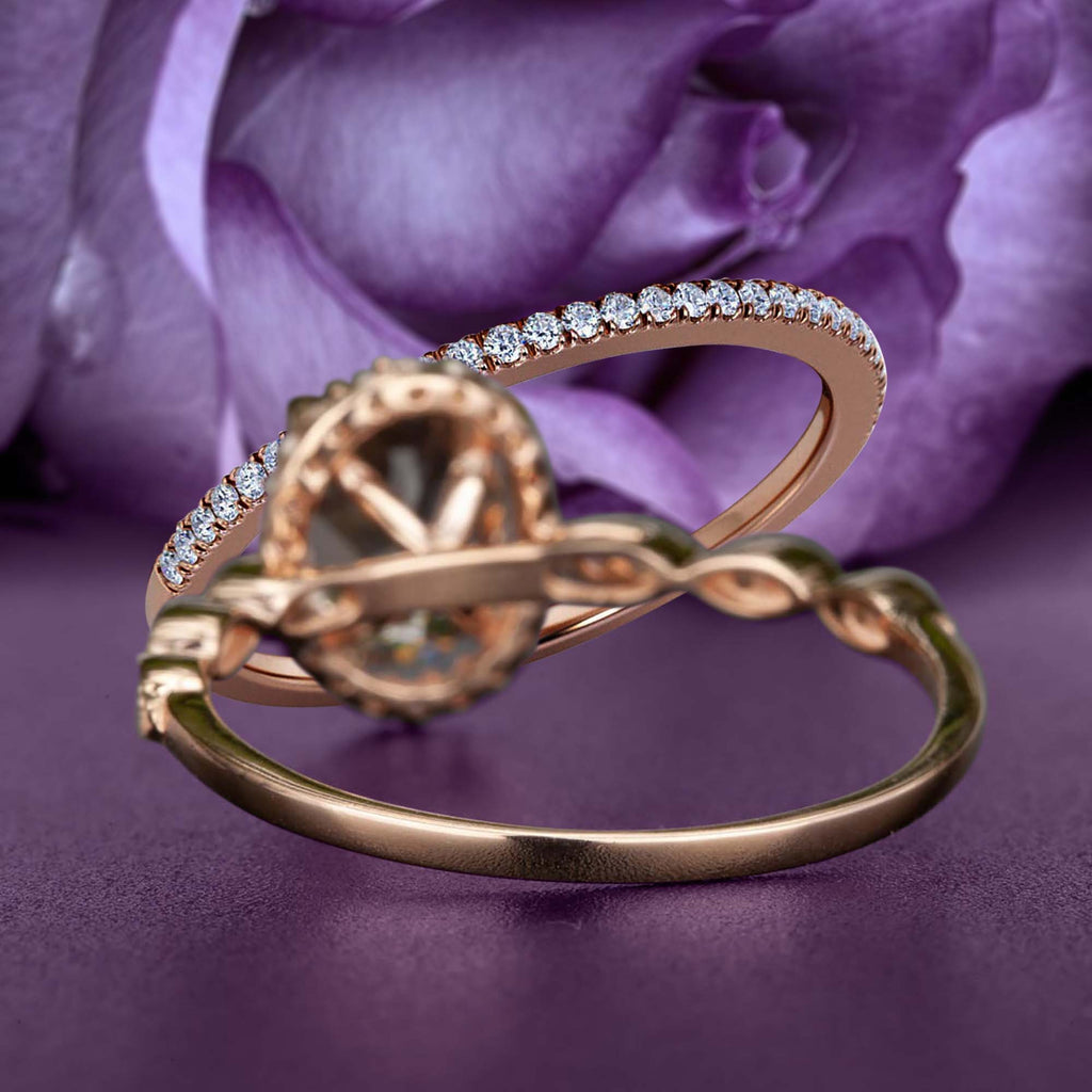 Art Deco Oval Cut Moissanite Engagement Ring in 10k Rose Gold O55096