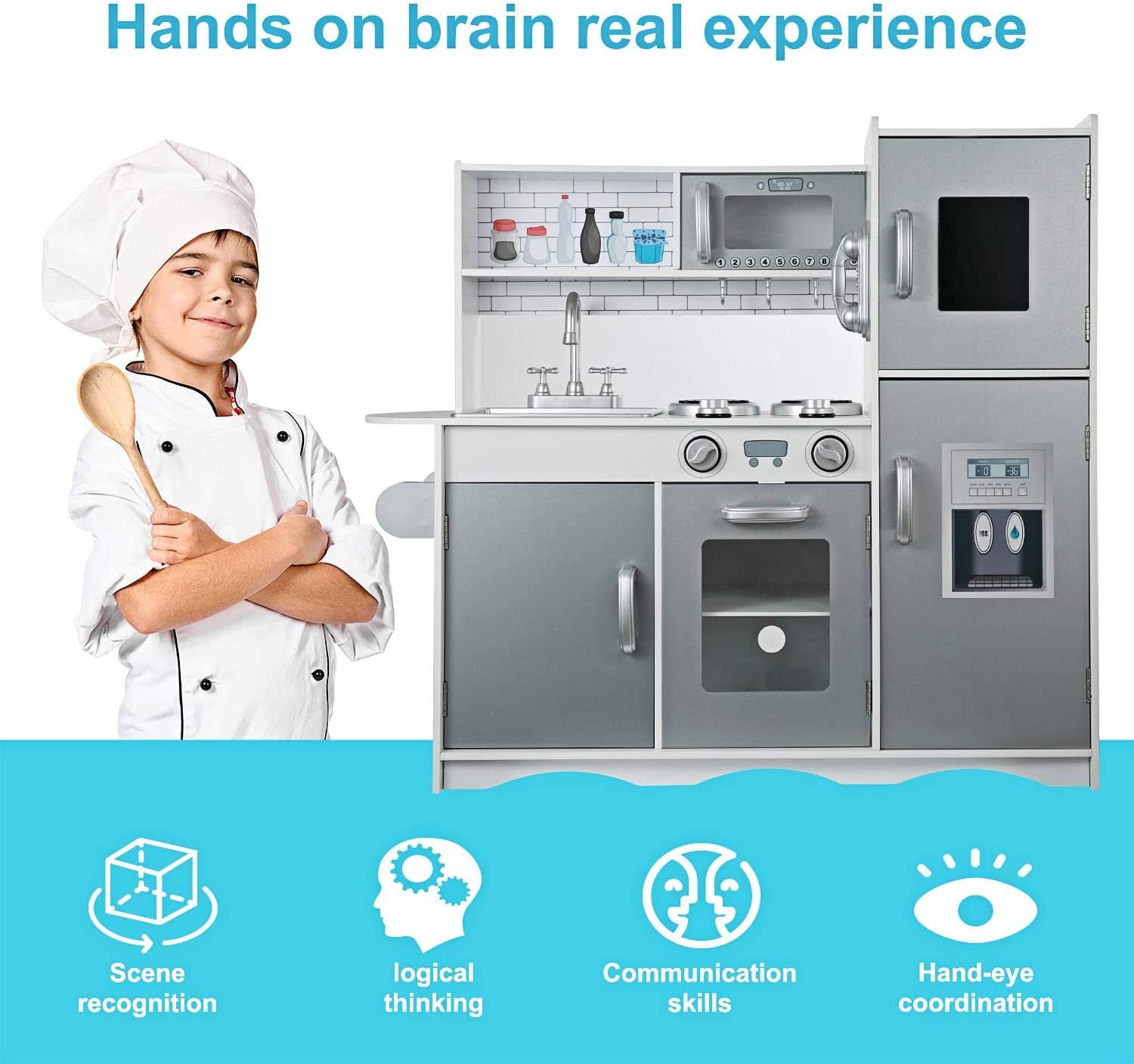 Toy Kitchen Set with Ice Maker and Removable Sink R4616