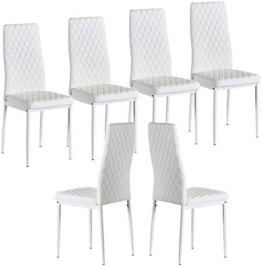White PU Leather Upholstered Dining Chairs Set of 6 C72149