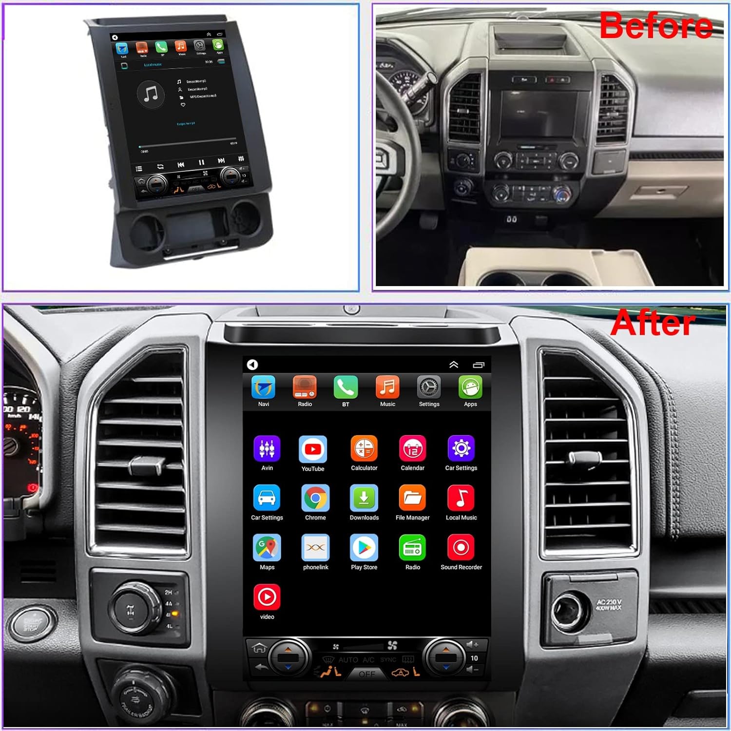 12.1inch Touch Screen Car Stereo Navigation with Wireless Carplay V1548