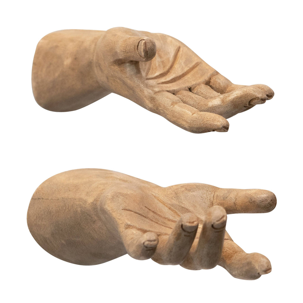 Hand-Carved Mango Wood Hands, Painted Finish, Set of 2 R83364