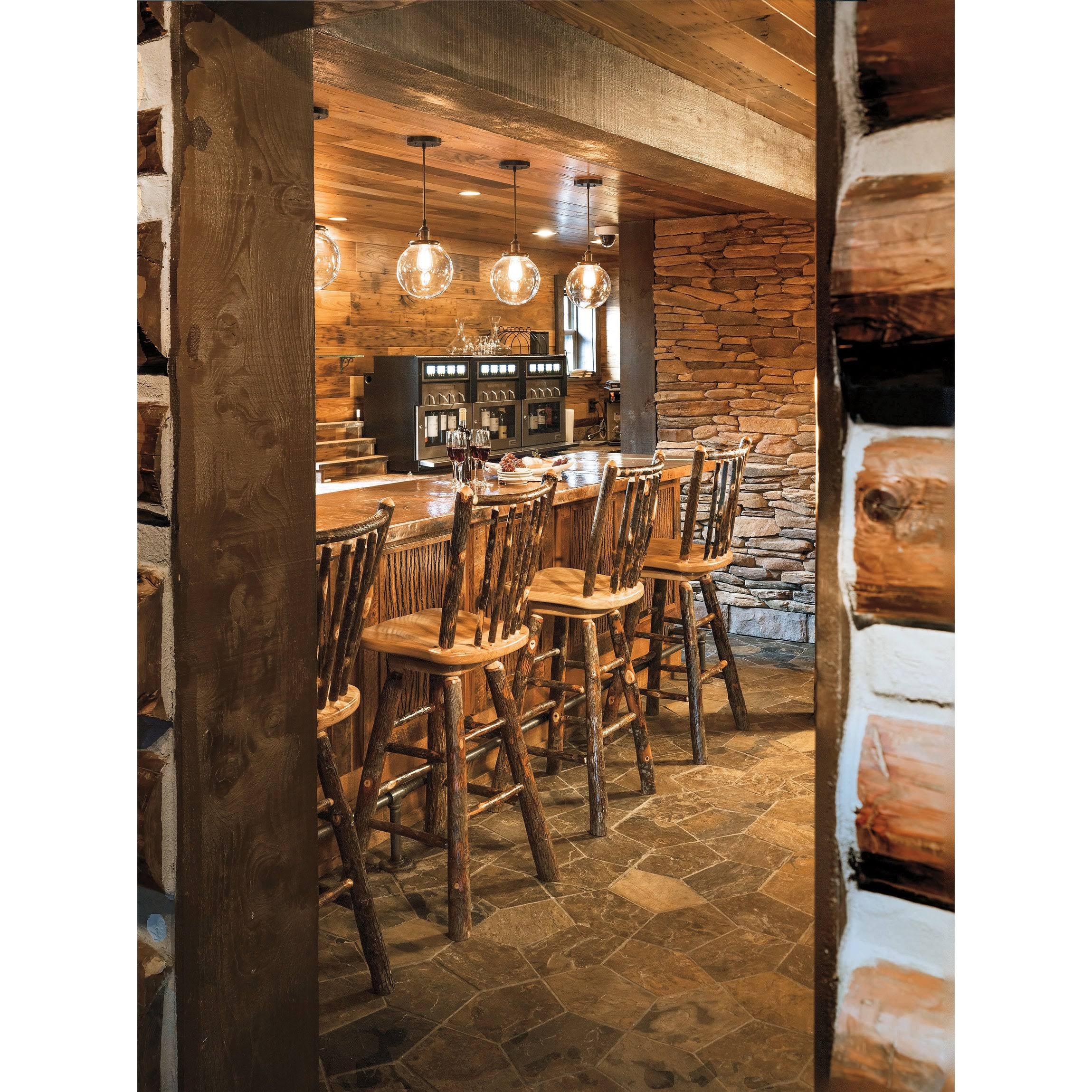 Hickory Log Stick Back Barstool V80041