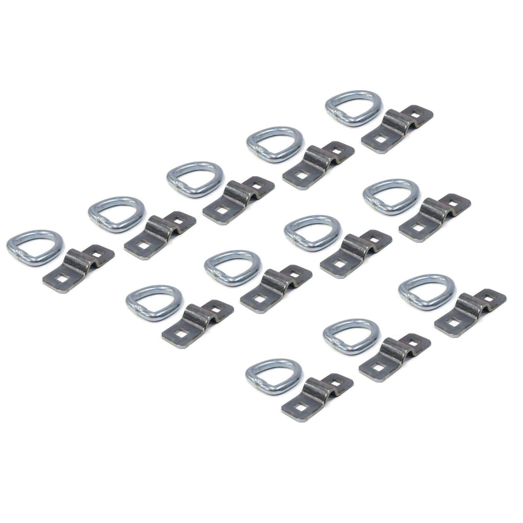 12-Pack 3/8" Steel D Ring Rope Tie Downs for Trailer Flatbed Truck Anchor Cargo S2233