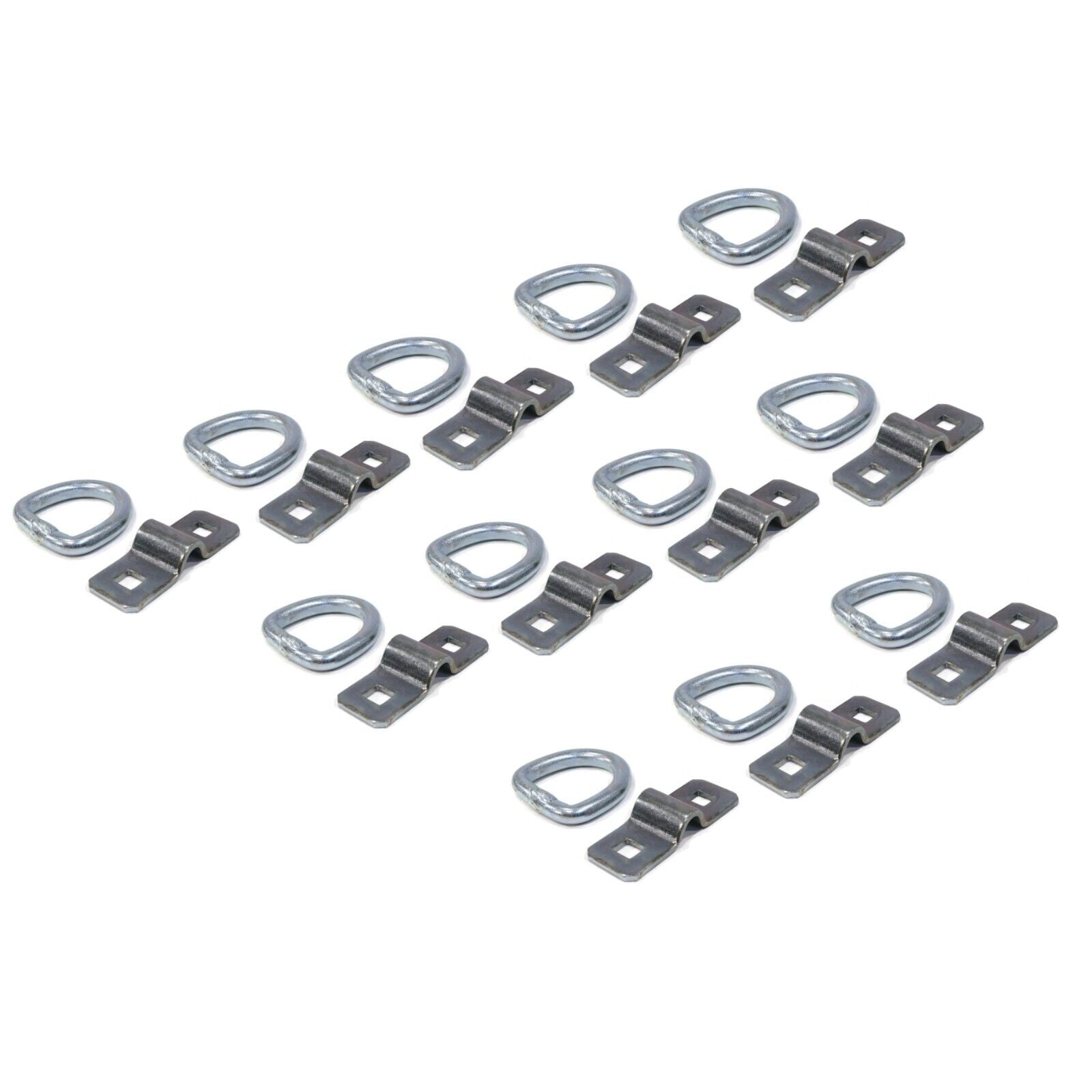 12-Pack 3/8" Steel D Ring Rope Tie Downs for Trailer Flatbed Truck Anchor Cargo S2233