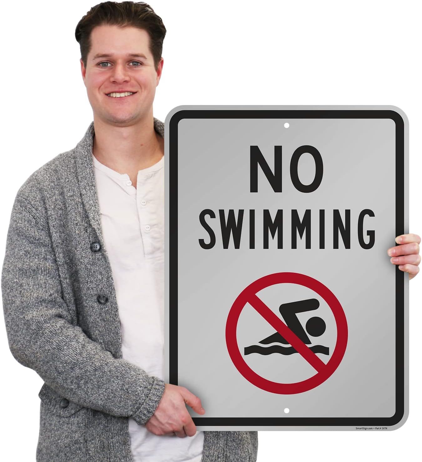 No Swimming Sign 18" x 24" Aluminum Pack of 2 J9321