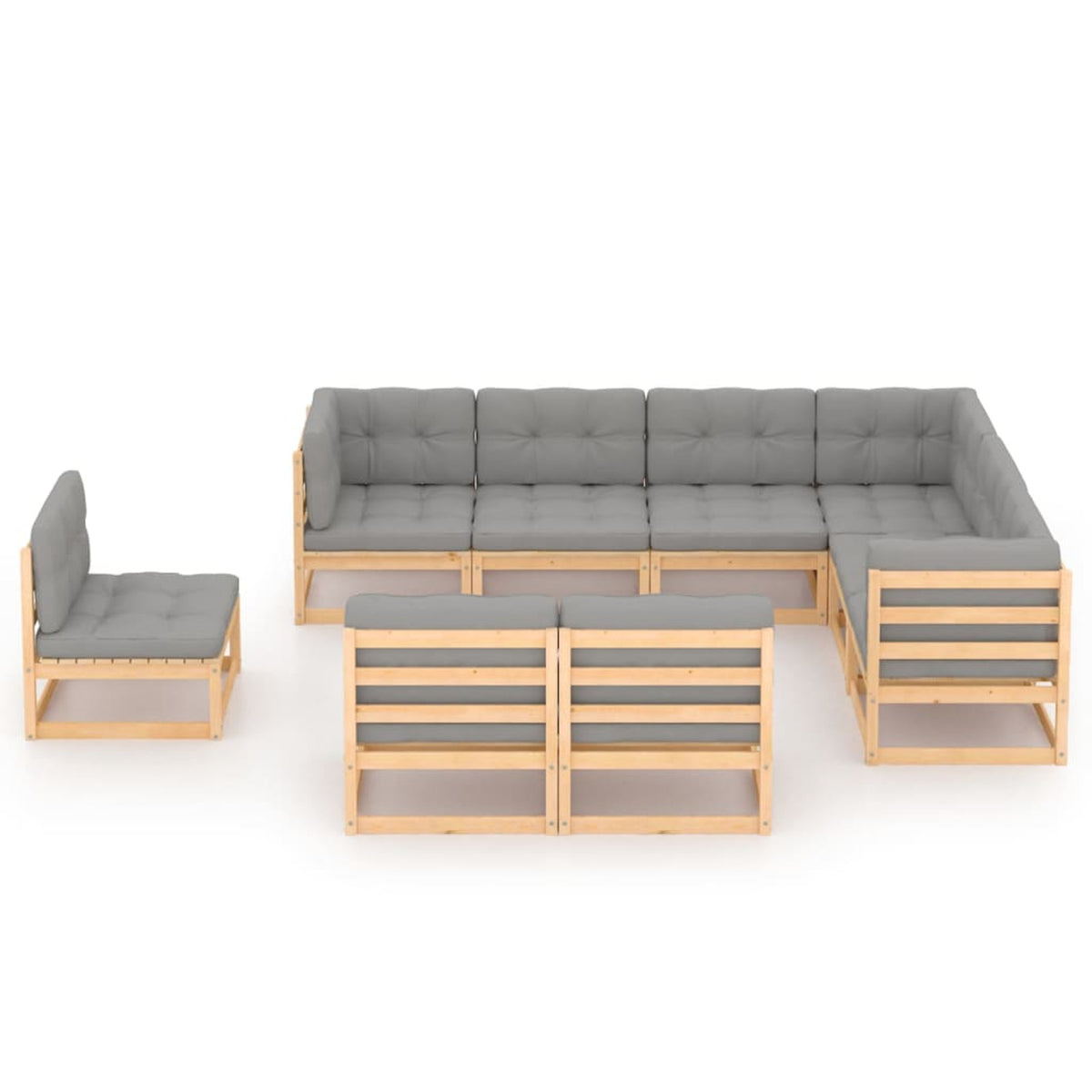 9 Piece Patio Set with Cushions Solid Pinewood O789