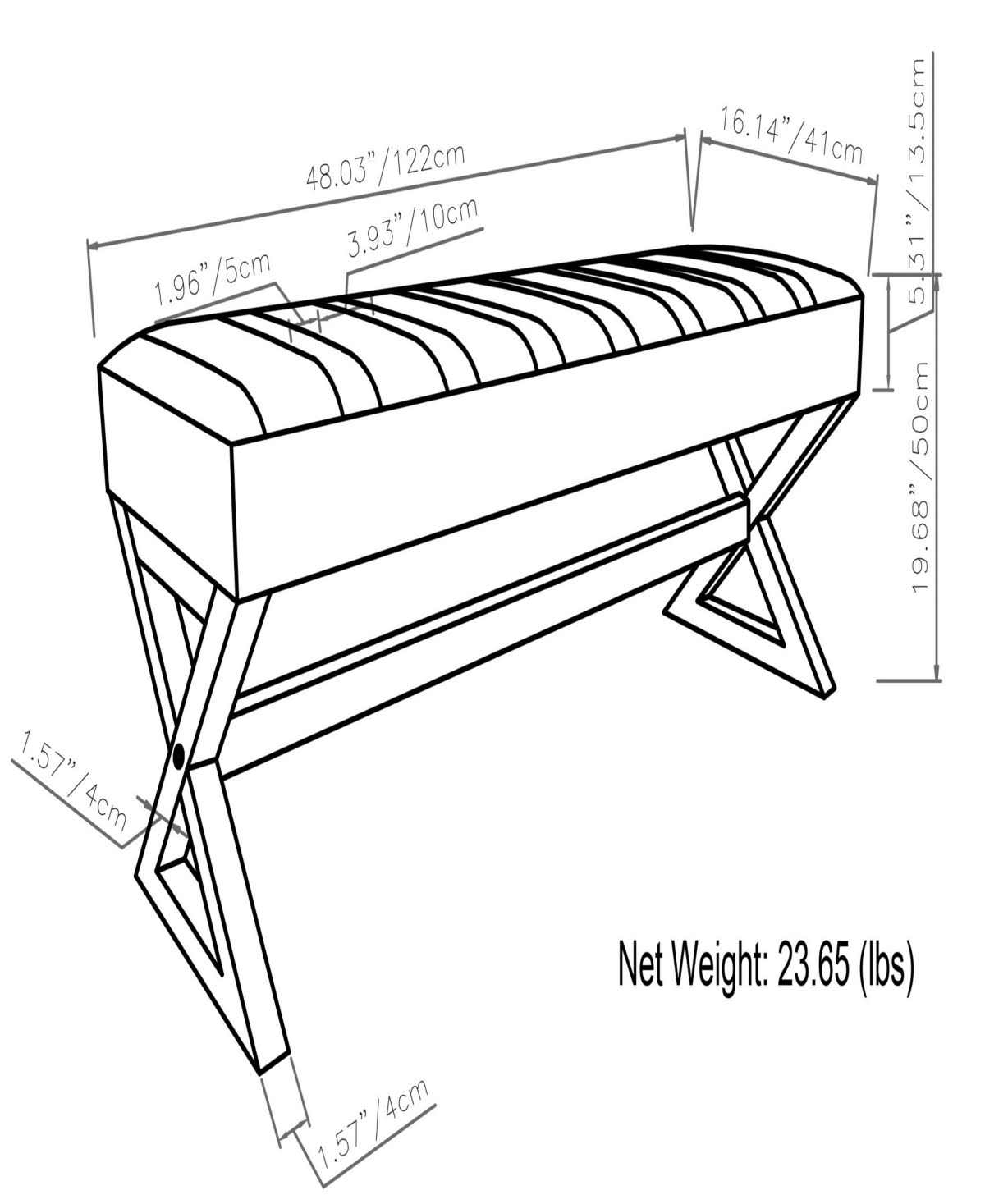 Distressed Grey Taupe Ottoman Bench J9469