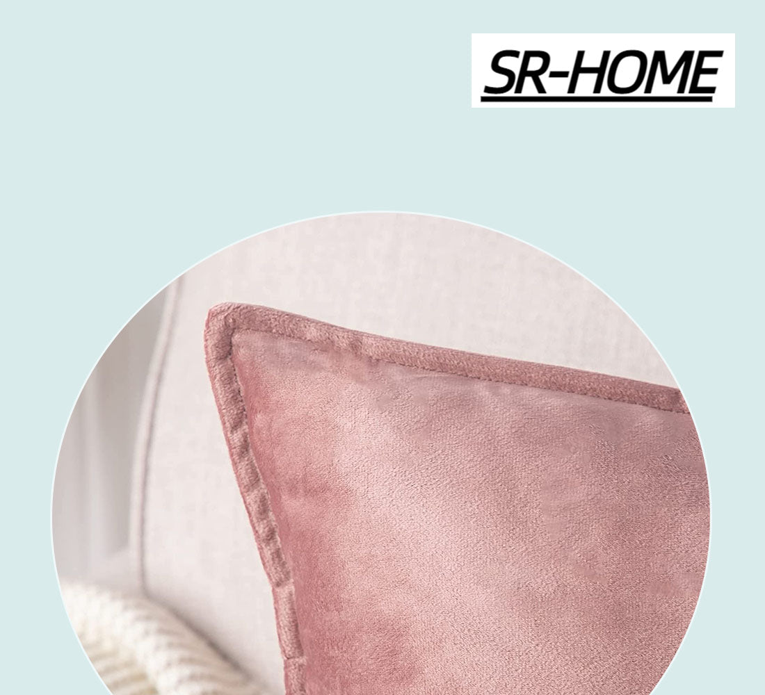 Set of 2 Velvet Decorative Throw Pillow Covers Square with Fringe Cushion Case N513