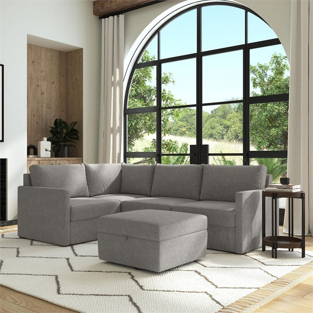 Gray 4 Seat Sectional with Performance Fabric X681