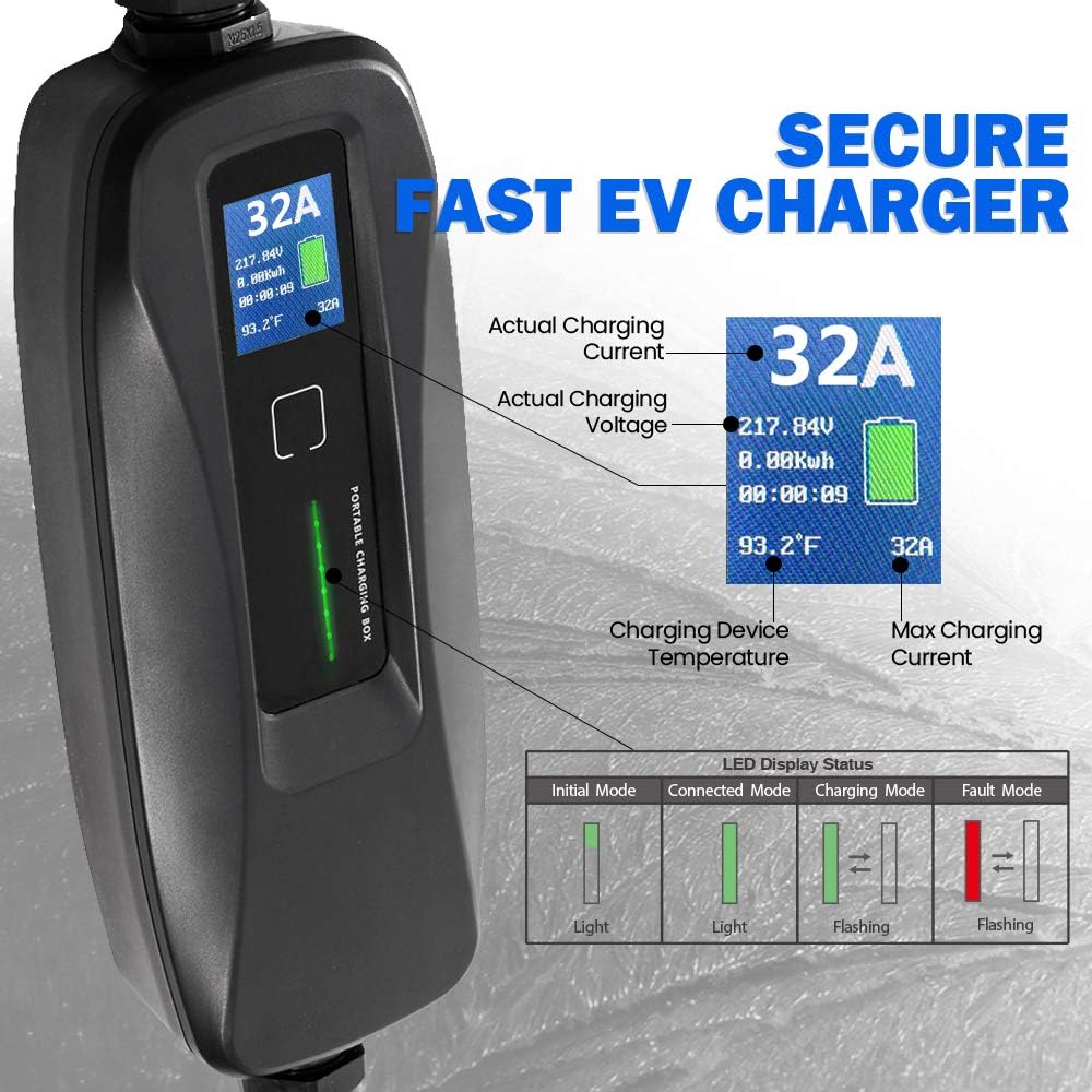 Portable Level 2 Electric Vehicle Charger 26ft W88514