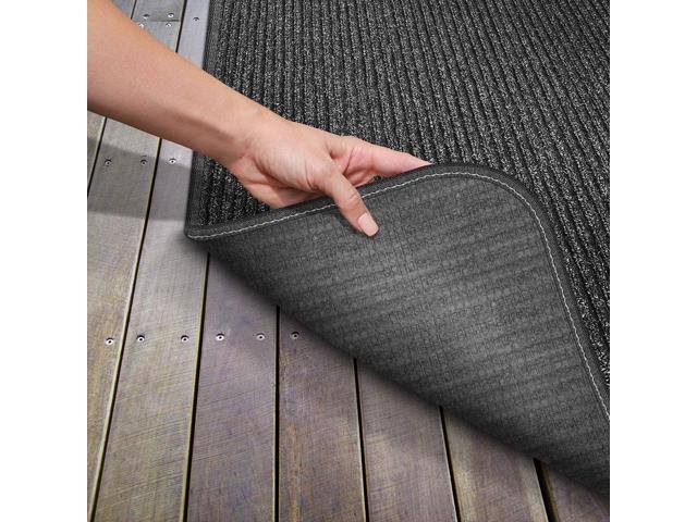 Charcoal Black Skid-Resistant Carpet Runner E88416