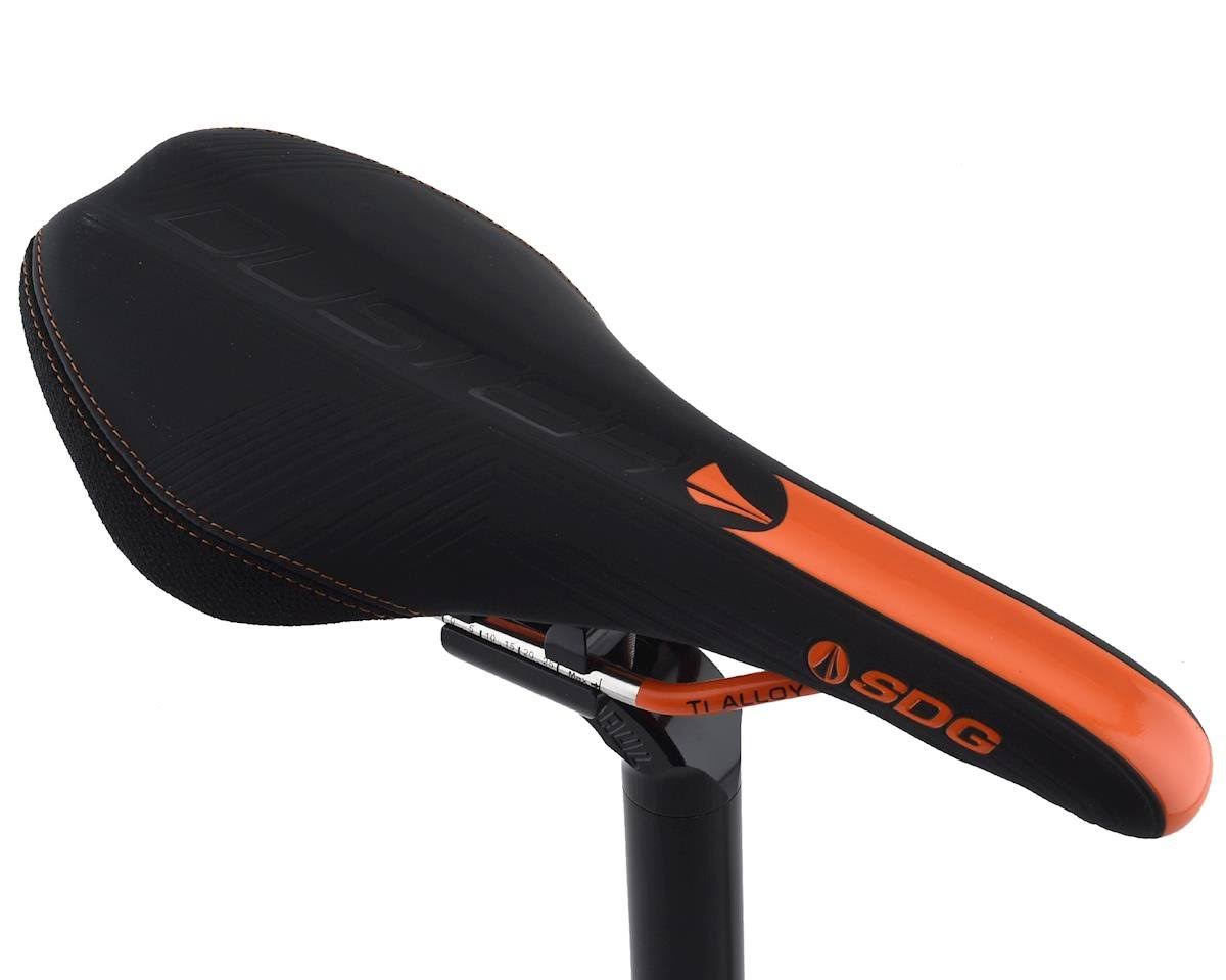 Black/Orange Ti-Alloy Rails Duster Saddle V15973