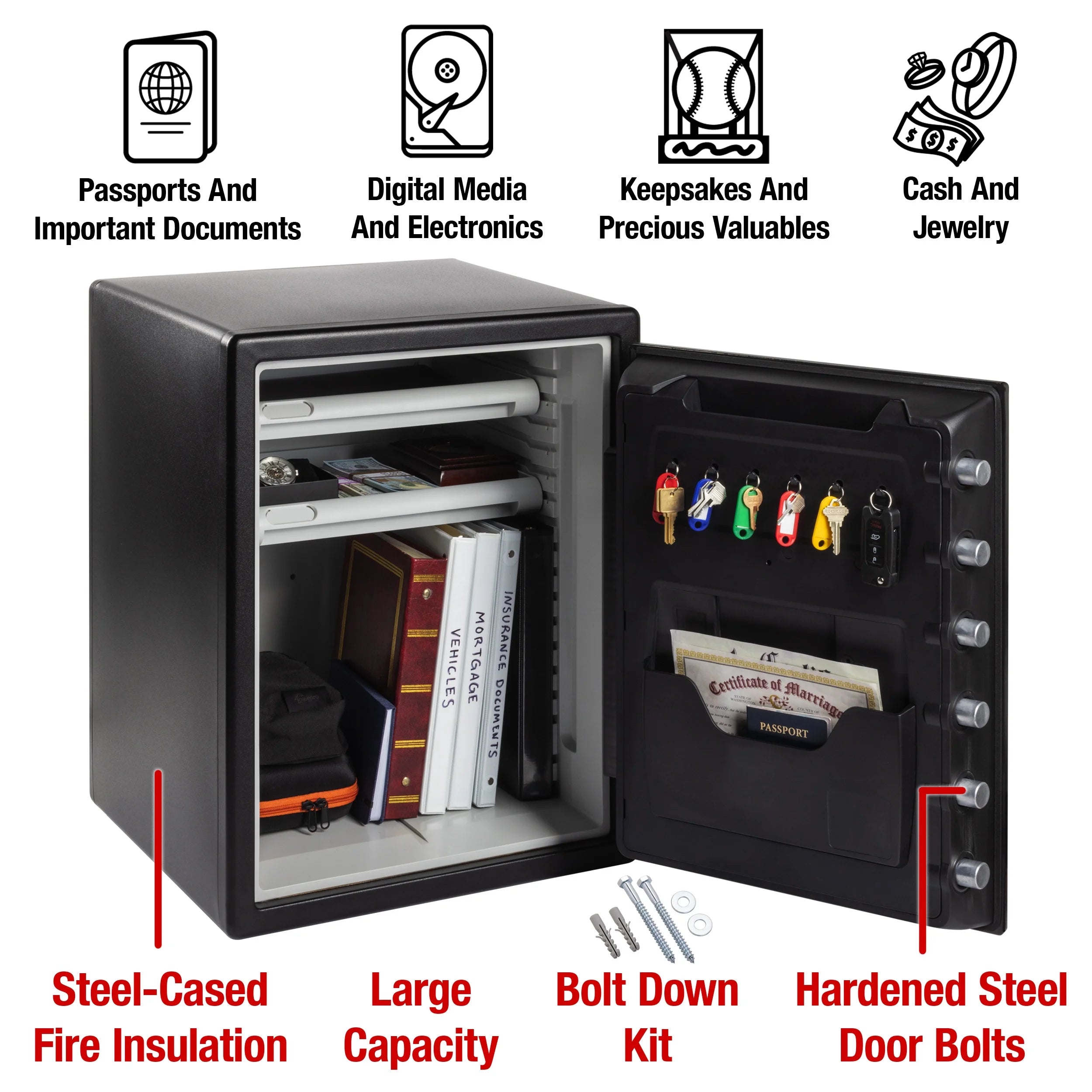 Water and Fire-Resistant Safe with Digital Keypad Lock, 2.0 cu. ft. T8955