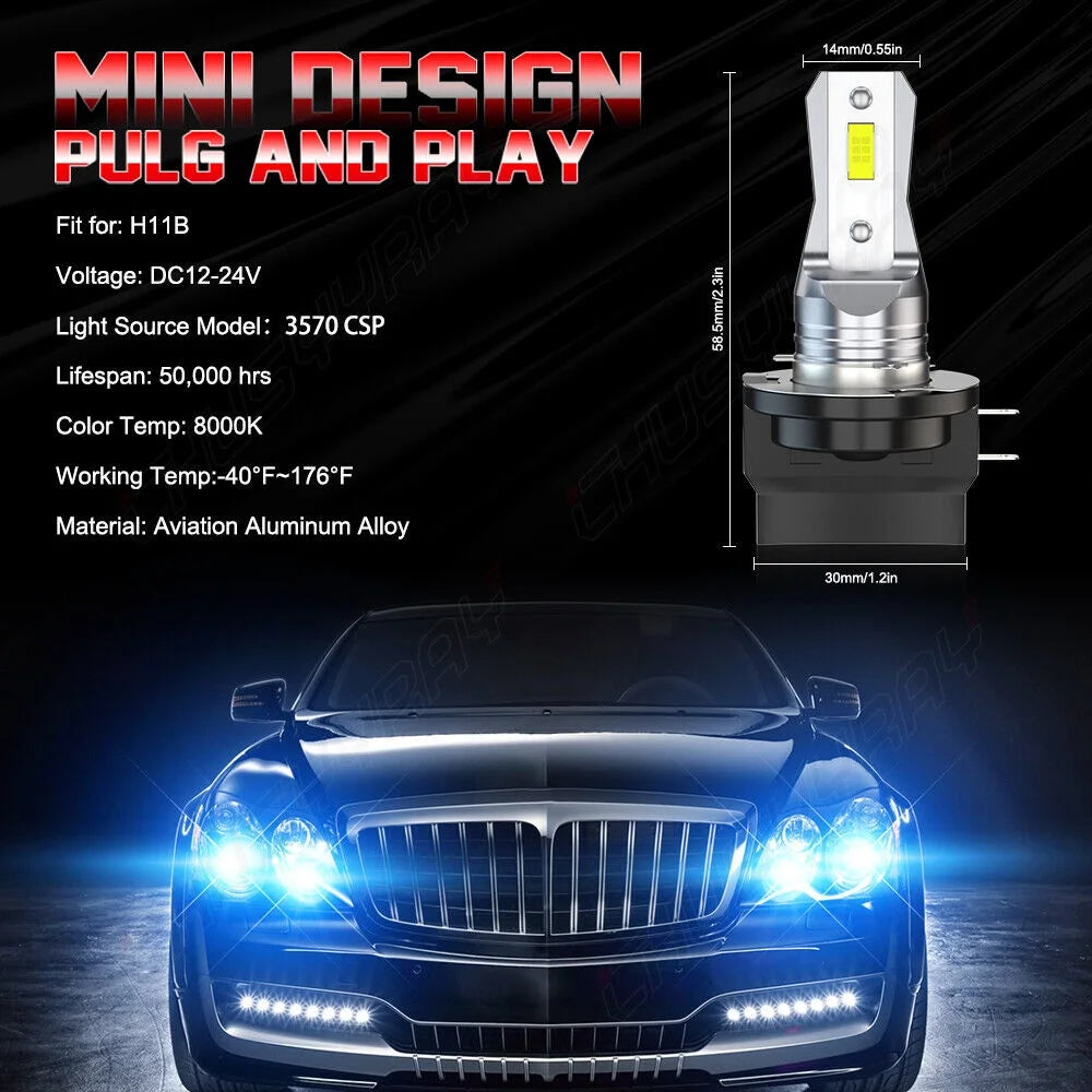 2x H11B LED Headlight Bulbs Kit Low Beam 8000K Ice Blue J7071