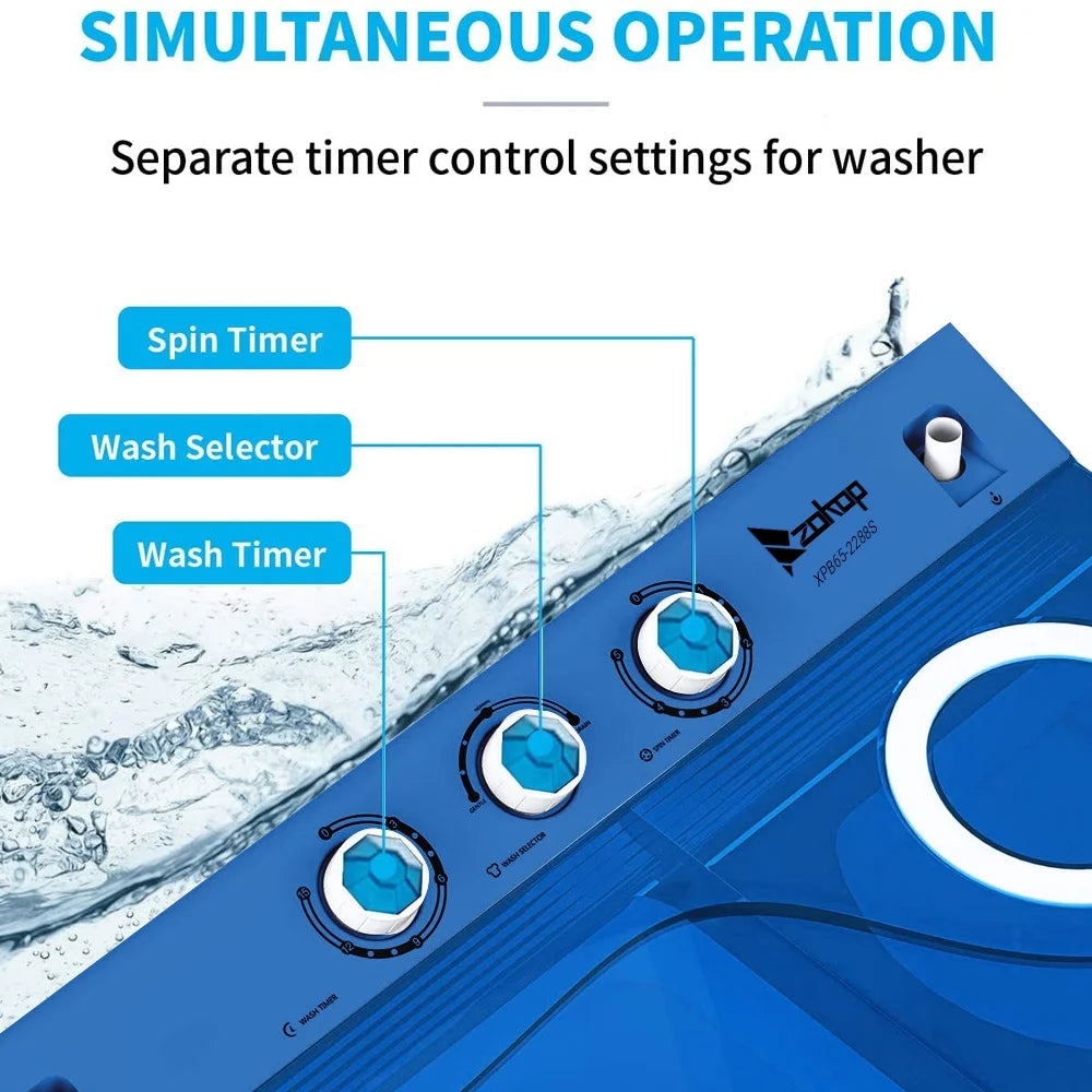 26Lbs Semi-automatic Twin Tub Washing Machine, White&Blue Y8557