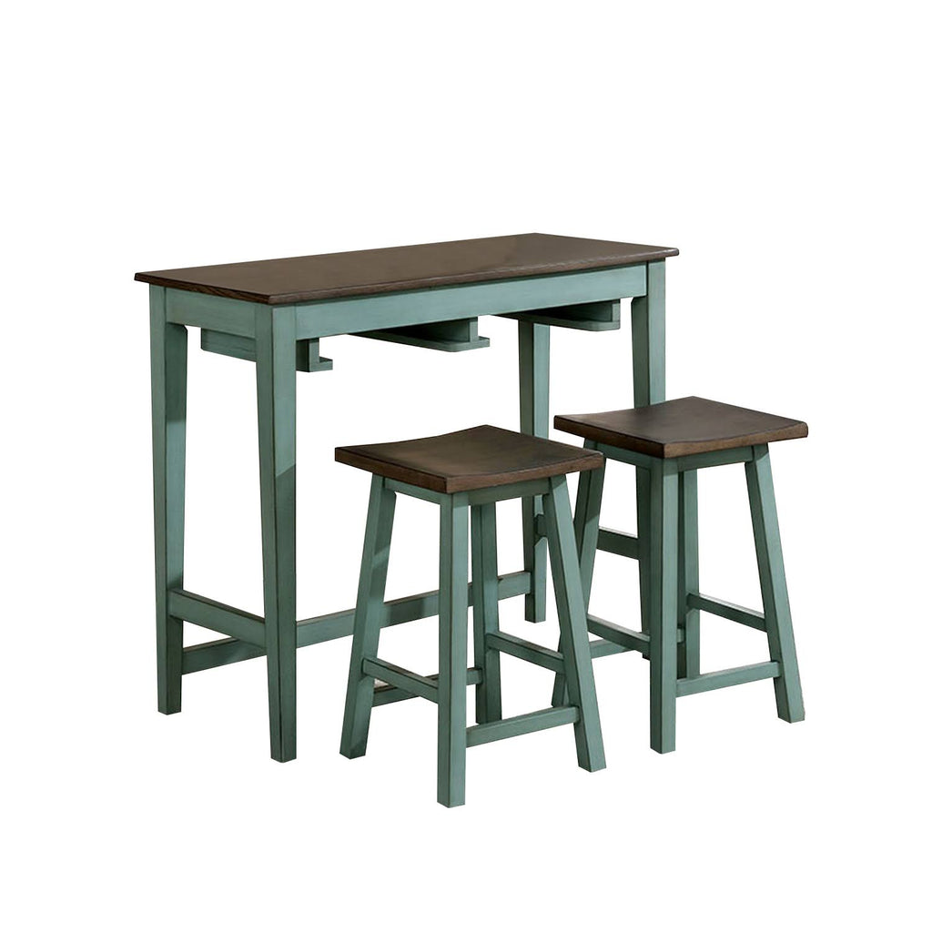 Antique Blue and Brown 3 Piece Bar Table Set K7503