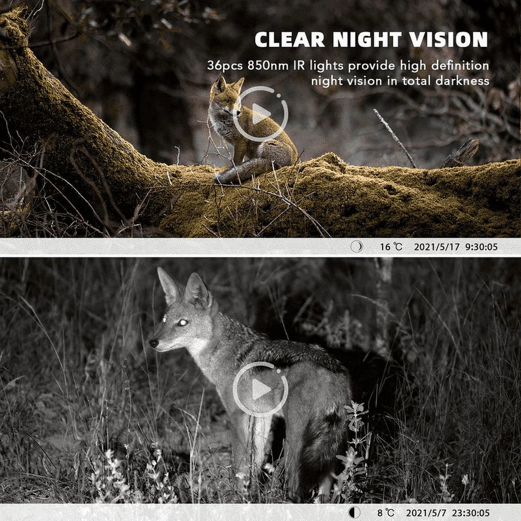 48MP 4K Trail Camera with 32GB SD Card Night Vision IP65 Waterproof F338335