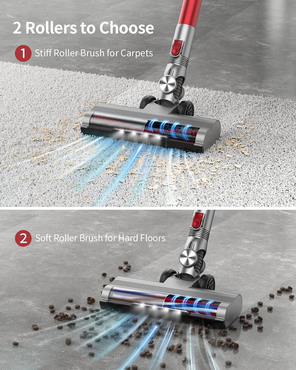 Cordless Stick Vacuum with 380W 26KPa 35min Runtime Detachable Battery S357