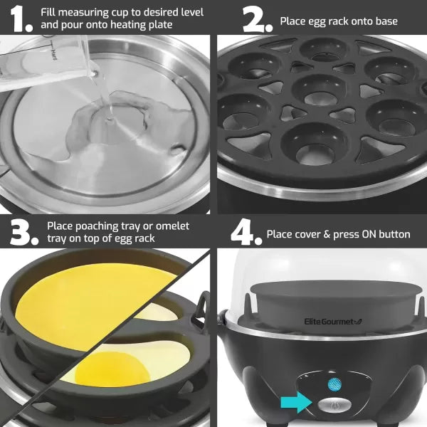 7 Egg Capacity Electric Egg Cooker with Auto Shut-Off T115