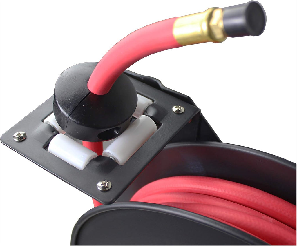 25ft Auto Rewind Retractable Reel with 3/8" x 25' Air Hose with Brass Fittings Pack of 2 K812778