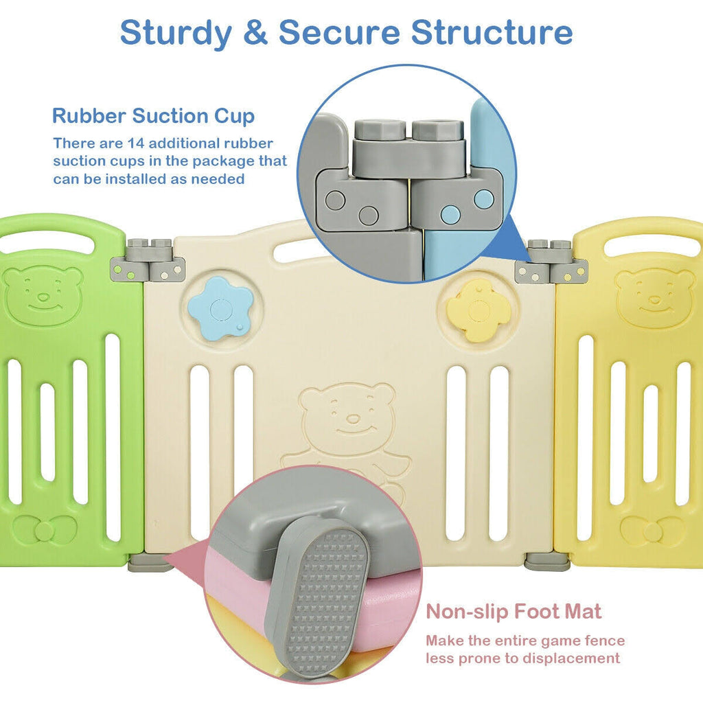 14 Panel Foldable Baby Playpen Safety Play Yard X925