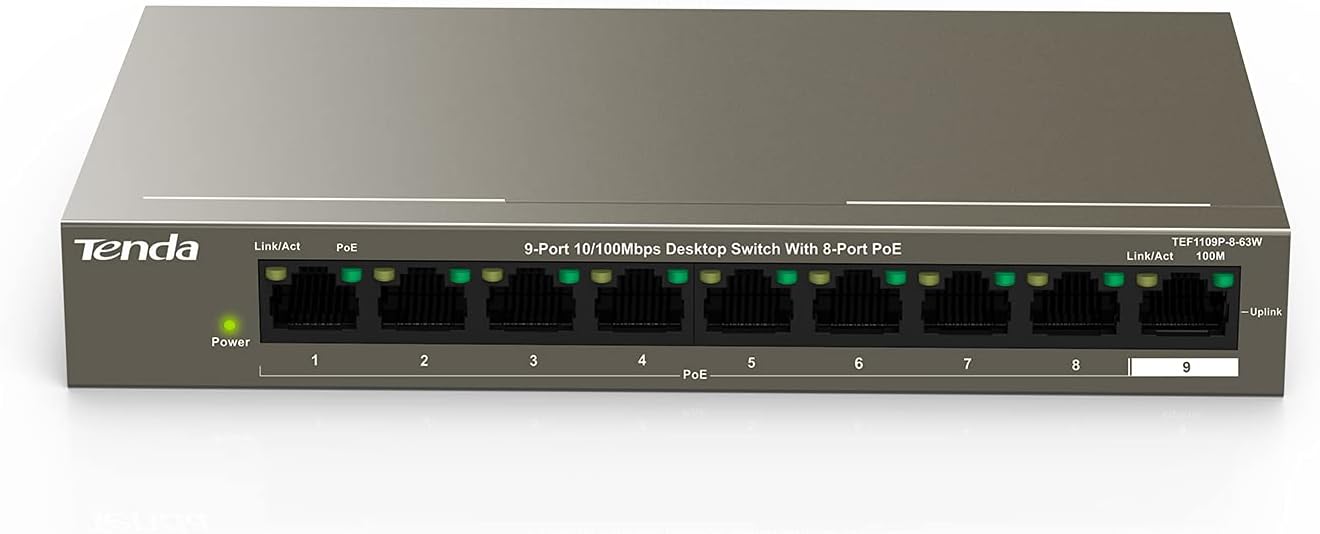 Layer-3 Managed PoE Switch with 9 PoE Ports and 1 SFP V505108