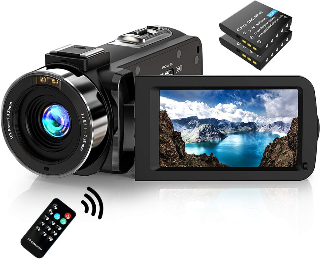 FHD 1080P 30FPS 36MP Camcorder with IR Night Vision and 2 Batteries Q867