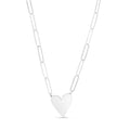 Sterling Silver Heart Paperclip Link Necklace with Lobster Clasp - 18" Z18665