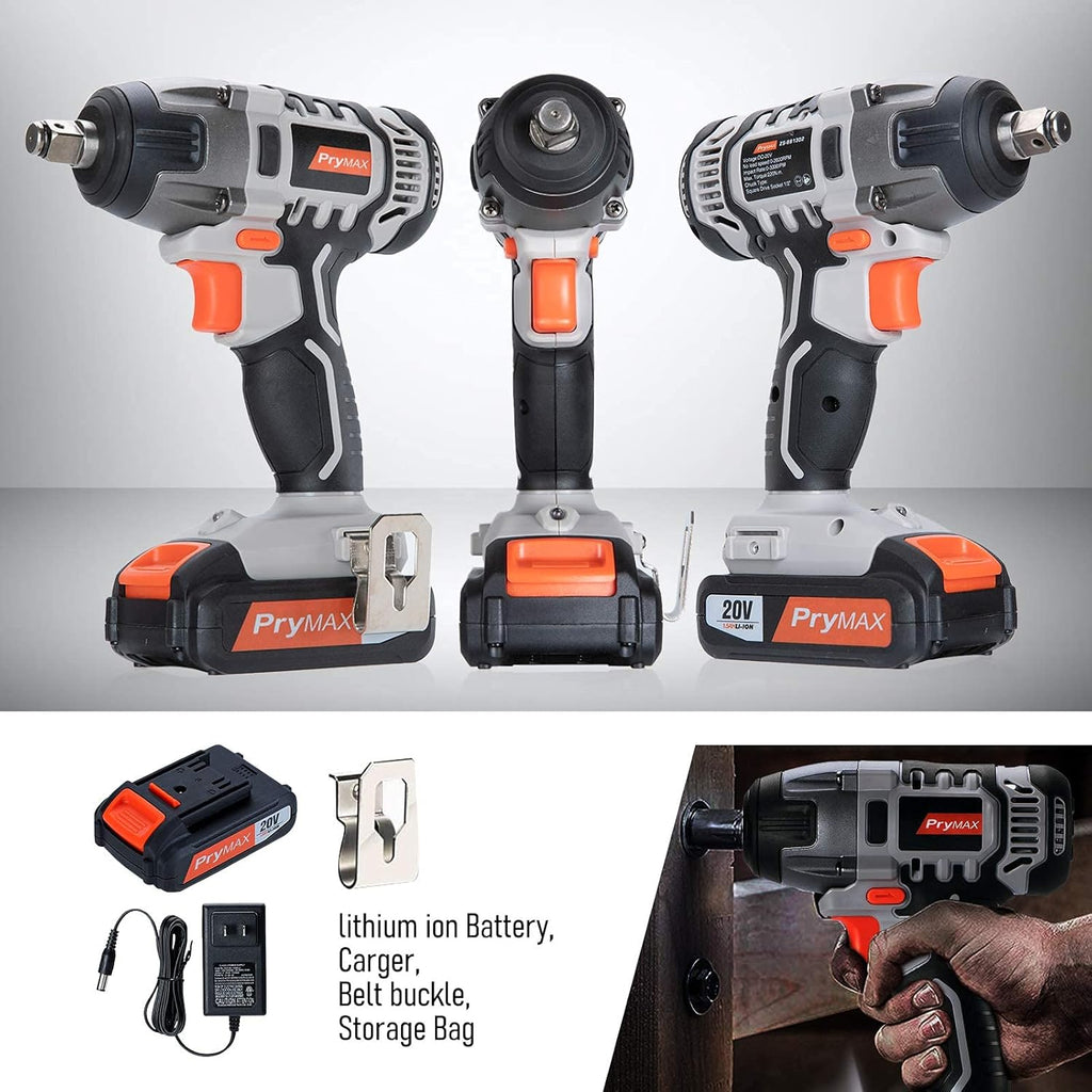 20V Cordless Impact Wrench Kit 1/2 Chuck with LED Work Light F416508