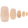 5Pcs Unpainted Wooden Nesting Dolls (Khaki) N396761
