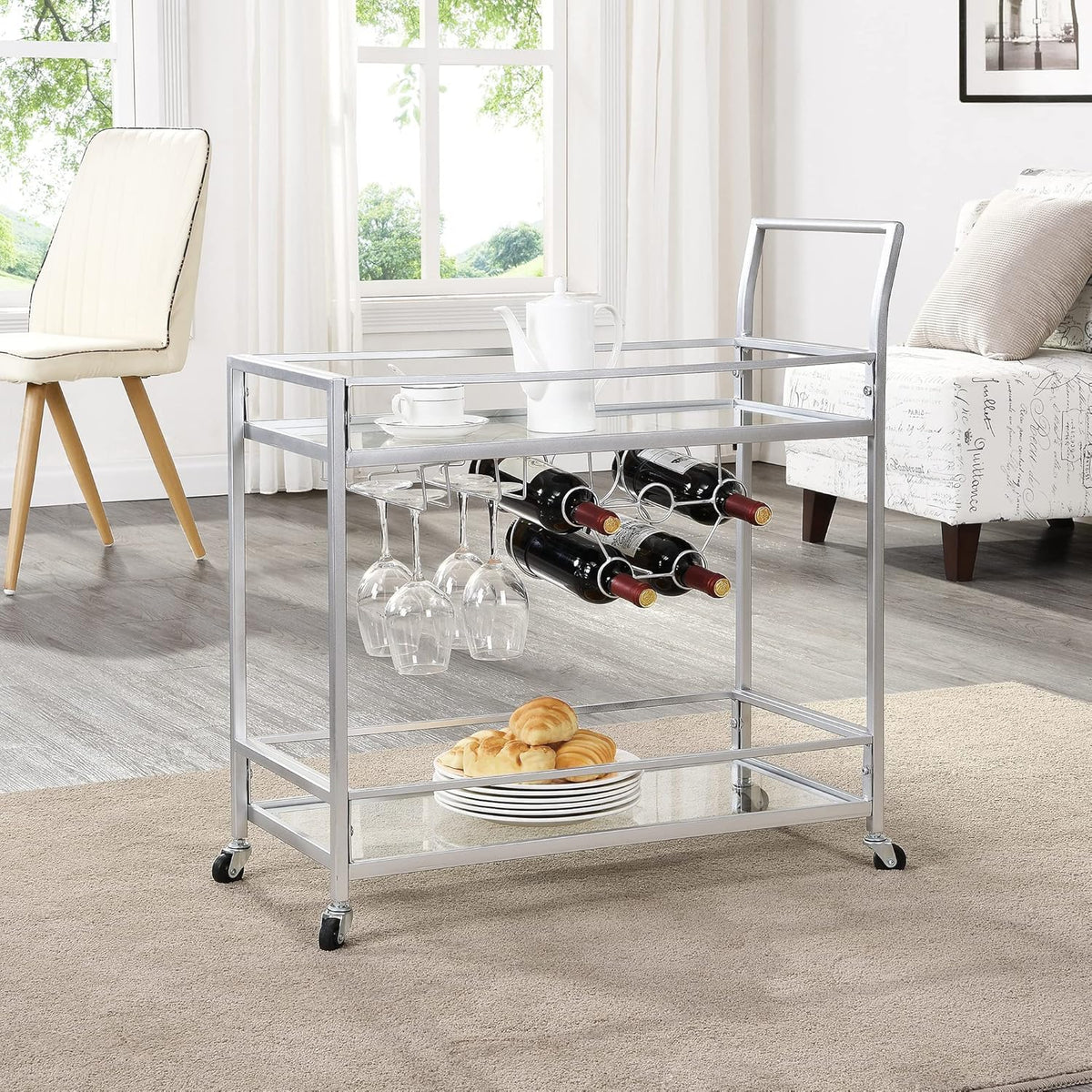 Black Bar Cart with Glass N660906