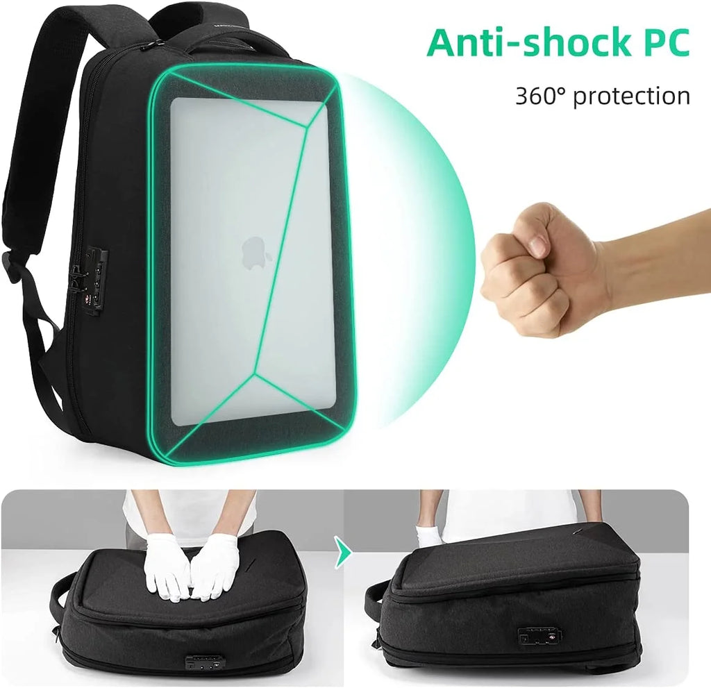 Anti Theft Backpack with TSA Approved Lock and Scratch Resistant Shell, Waterproof Travel Backpack, USB Laptop Backpack Fits 15.6 Inch Notebook Q208