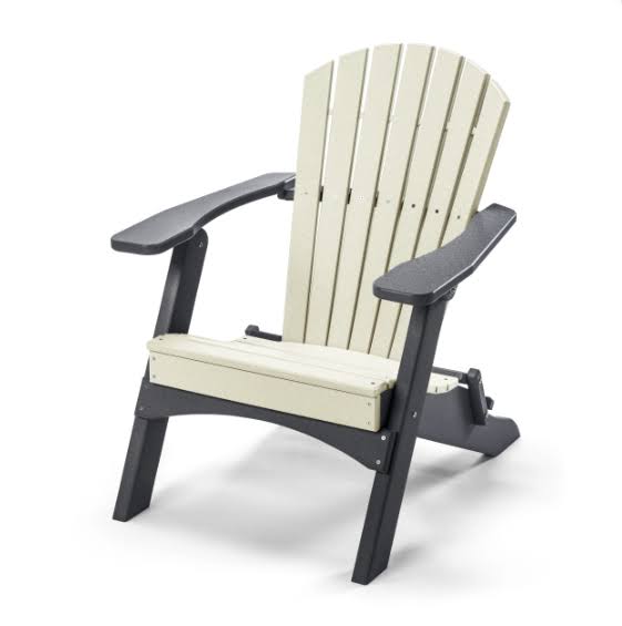 White on Gray Folding Adirondack Chair A969996
