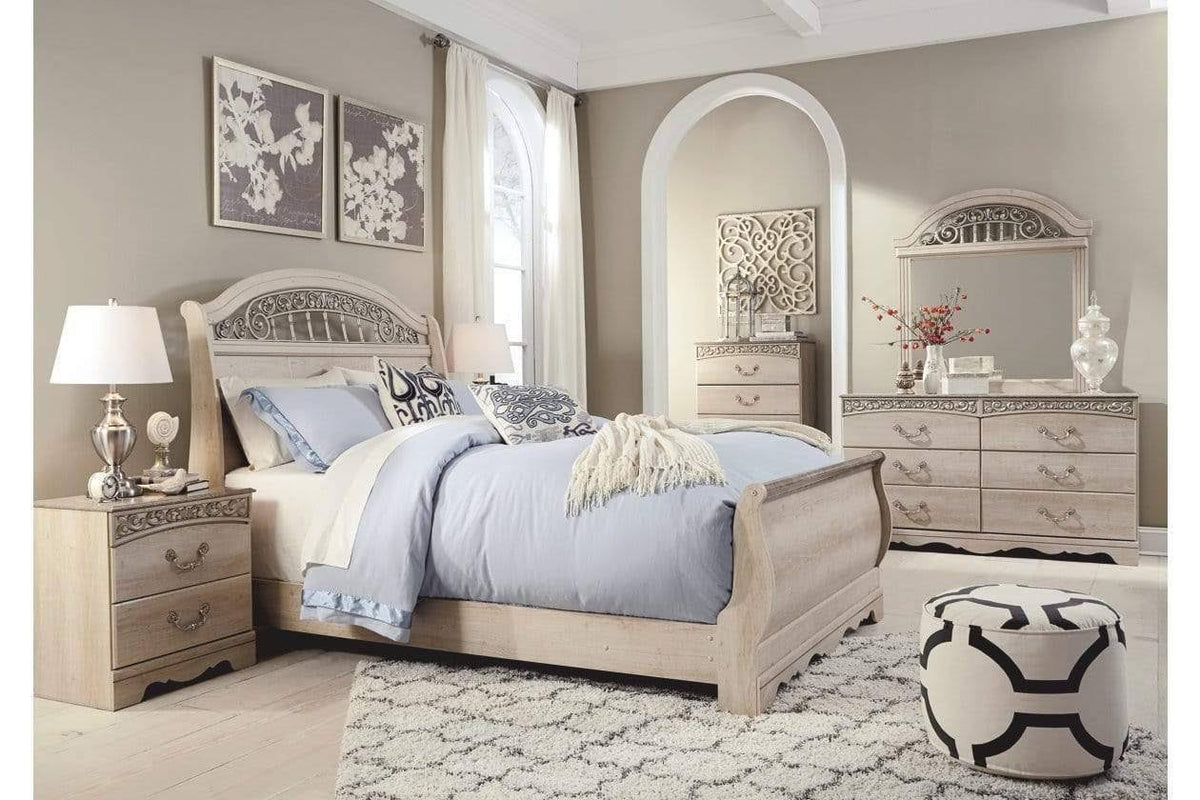 Antique White Queen Sleigh Headboard Y8254