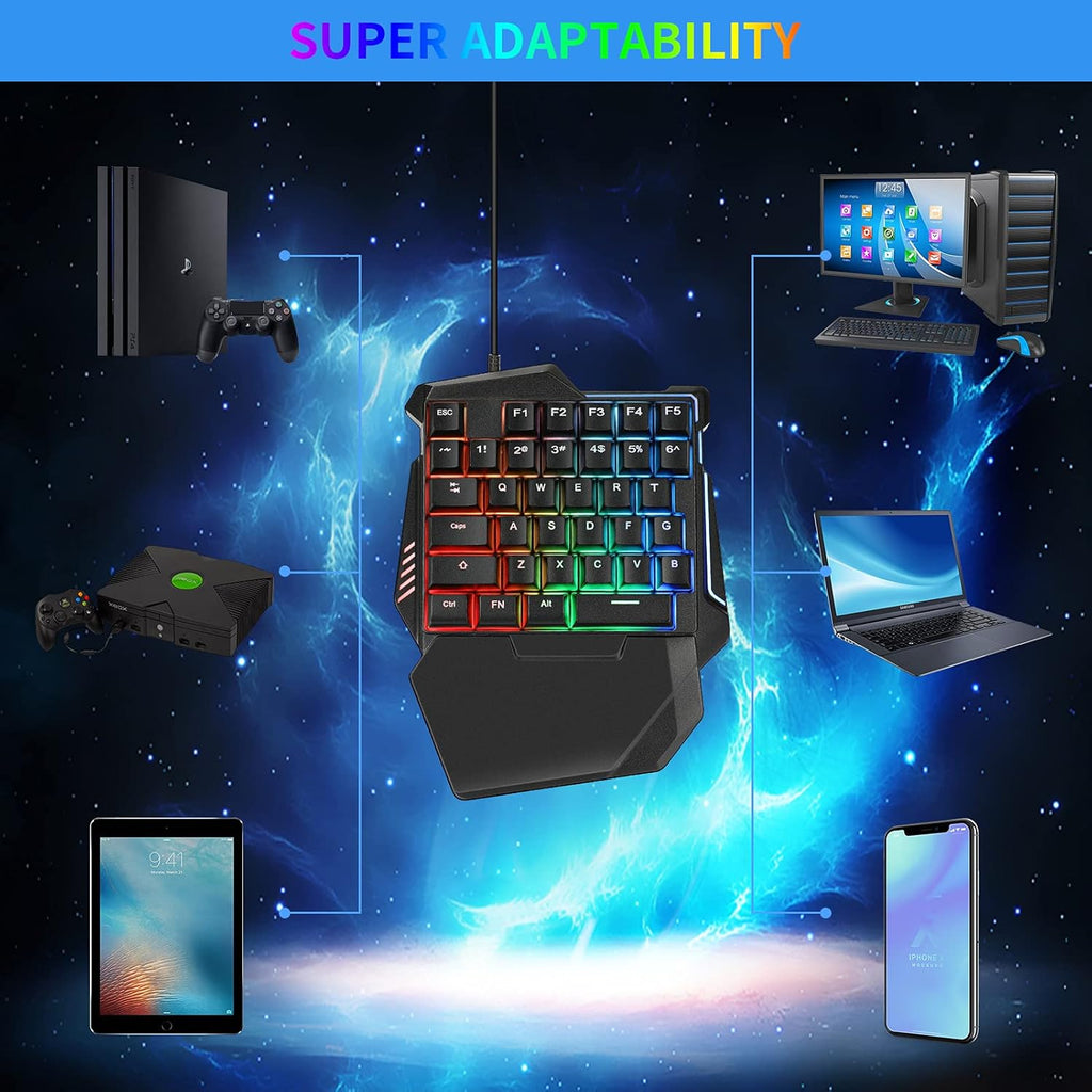 Wired Mechanical RGB LED Backlit Gaming Keyboard and Mouse Combo C83439