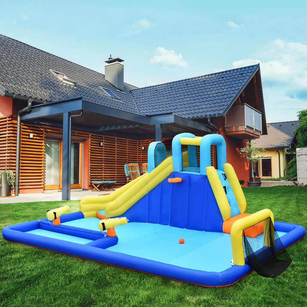 Inflatable Bounce House Water Slide Bouncer with Ball Shooting Climbing Wall V7689