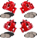 Red Powder Coated Caliper + Ceramic Brake Pads Kit B390082