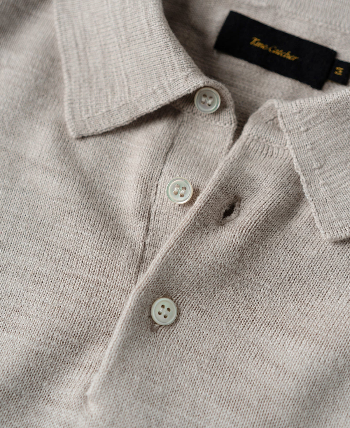 Slub Cotton Long Sleeve Knit Polo