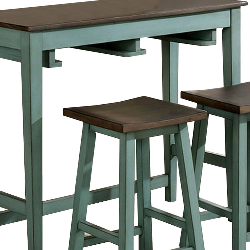 Antique Blue and Brown 3 Piece Bar Table Set K7503