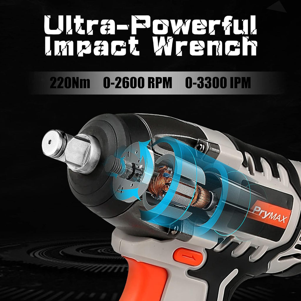 20V Cordless Impact Wrench Kit 1/2 Chuck with LED Work Light F416508