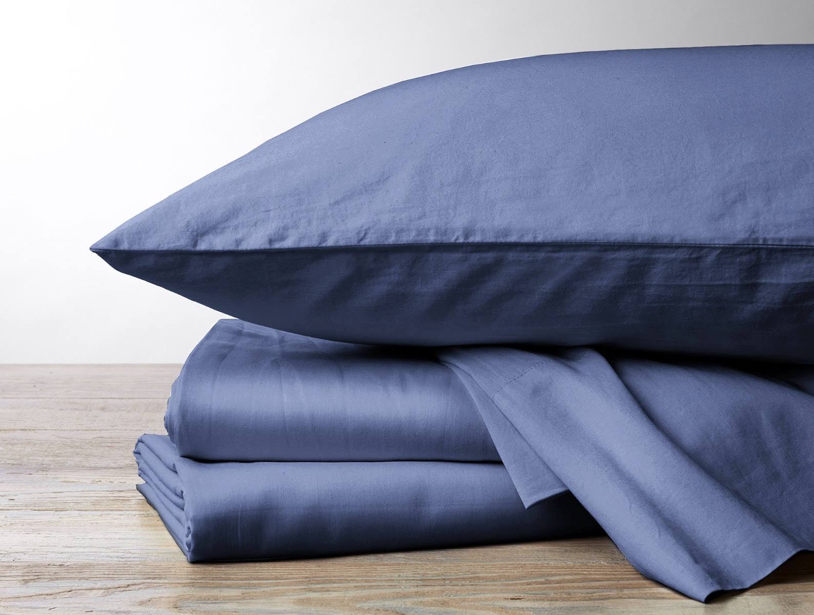 Moonlight Blue Organic Sateen Fitted Sheet Y758